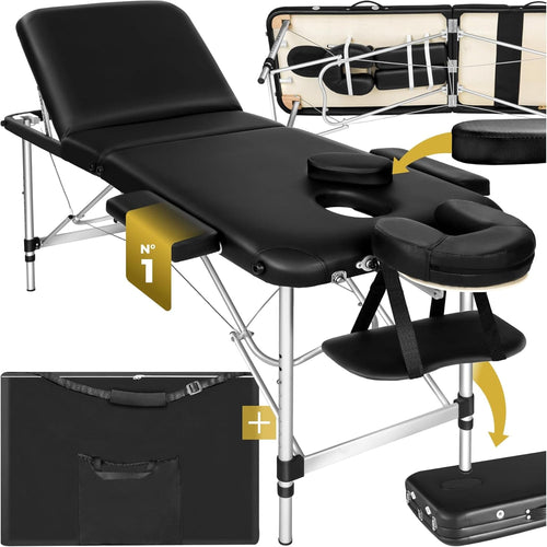 Table de massage pliante noire en cuir synthétique